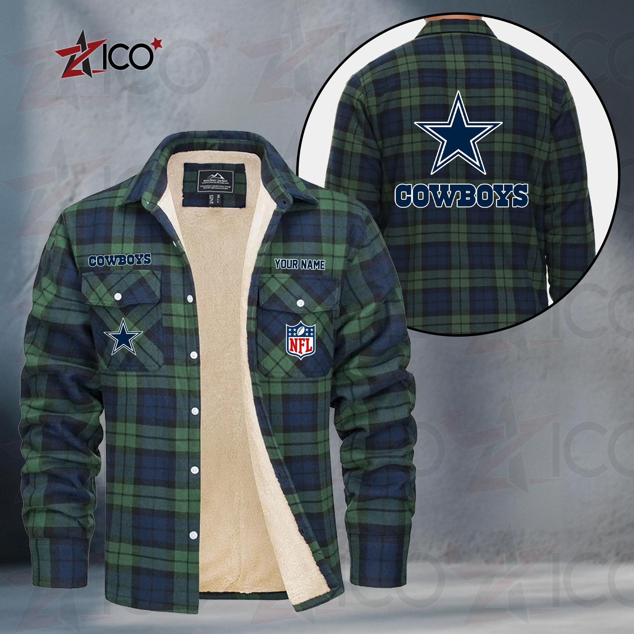Dallas Cowboys Fleece Flannel Plaid Jacket TG41