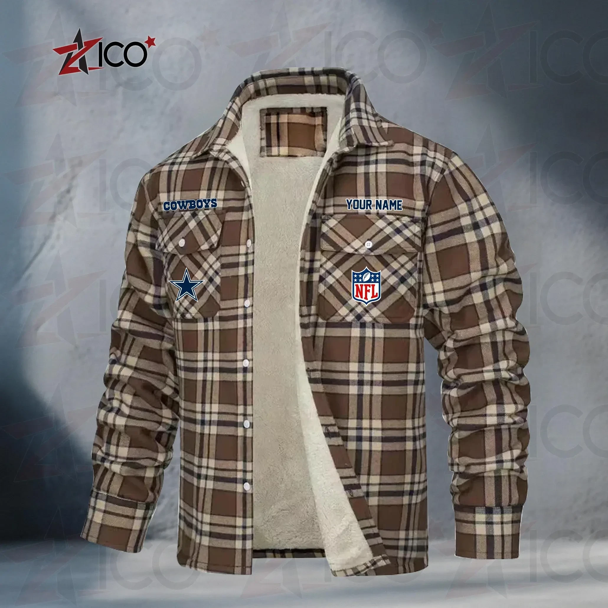 Dallas Cowboys Fleece Flannel Plaid Jacket TG41