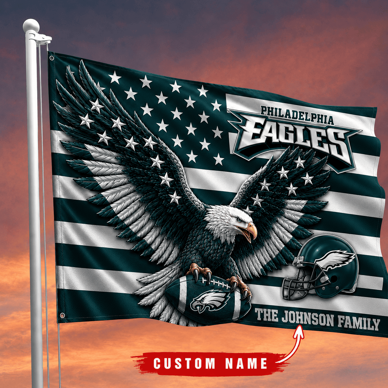 Philadelphia Eagles-Flag-Custom Name VA3074