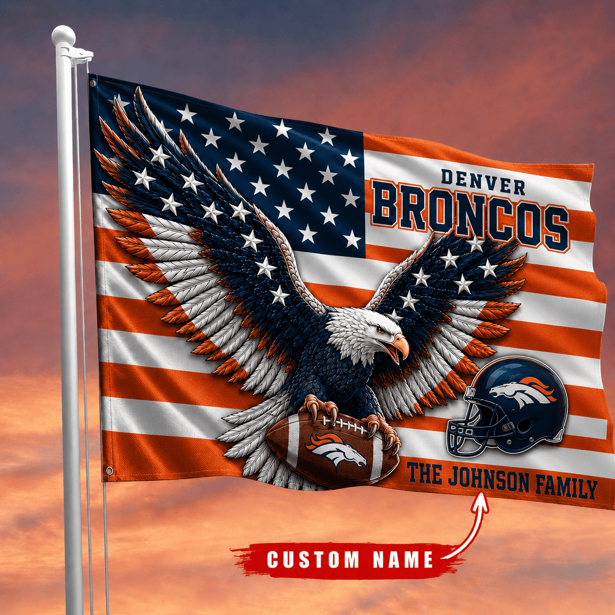 Denver Broncos-Flag-Custom Name VA3056