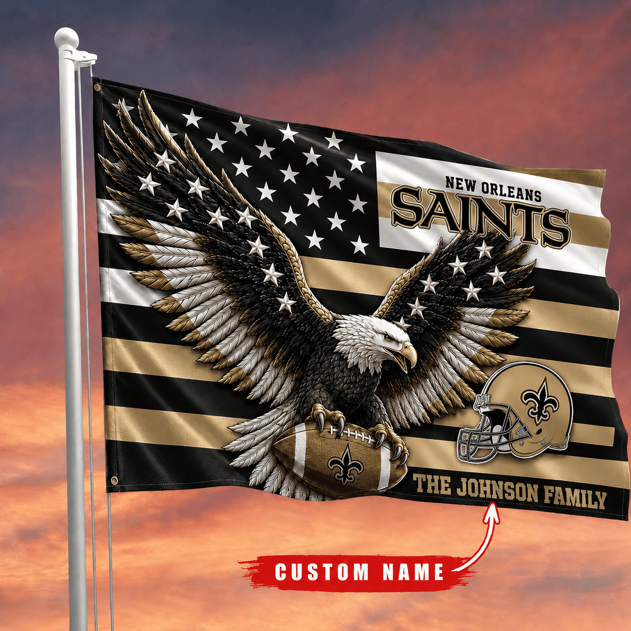New Orleans Saints-Flag-Custom Name VA3081