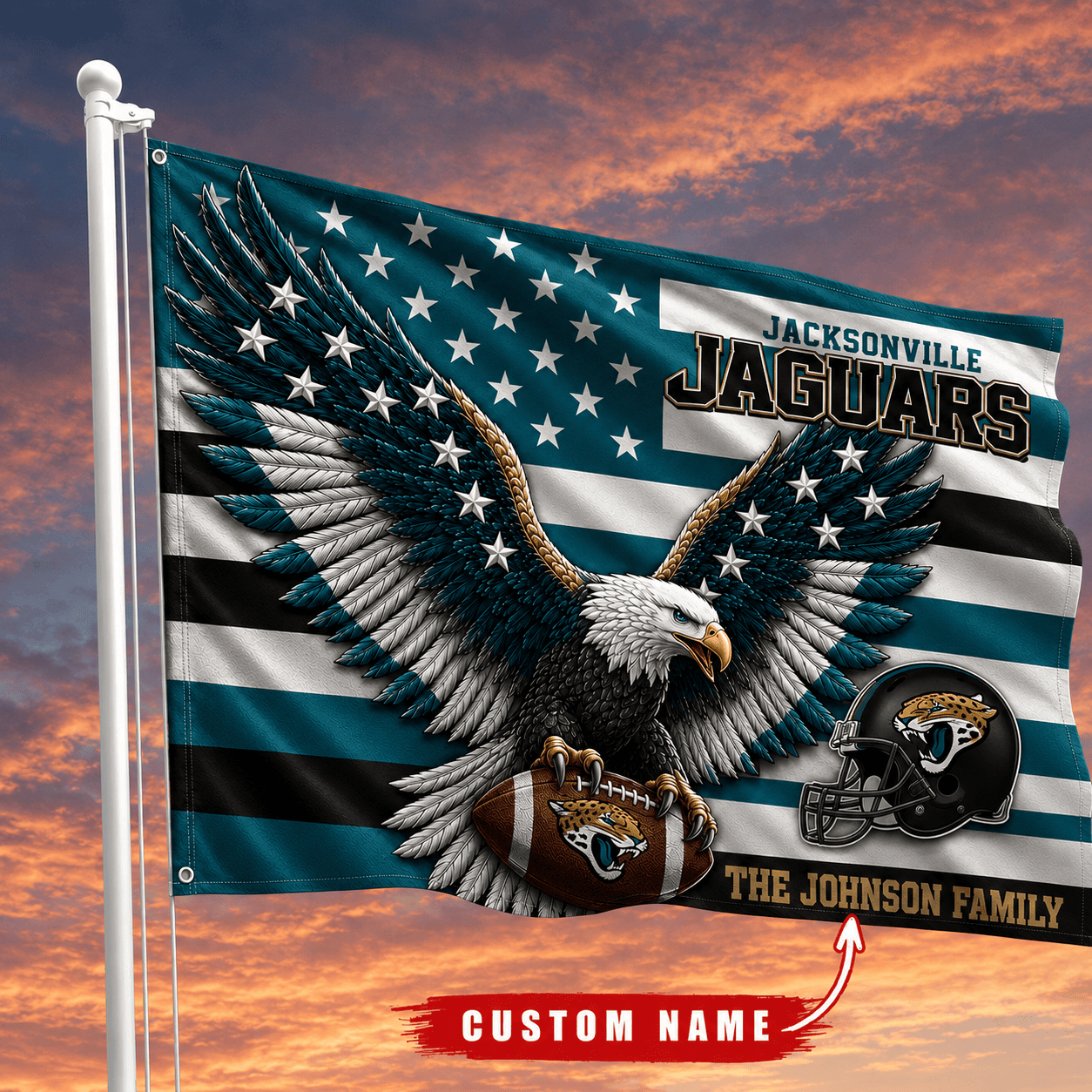 Jacksonville Jaguars-Flag-Custom Name VA3065