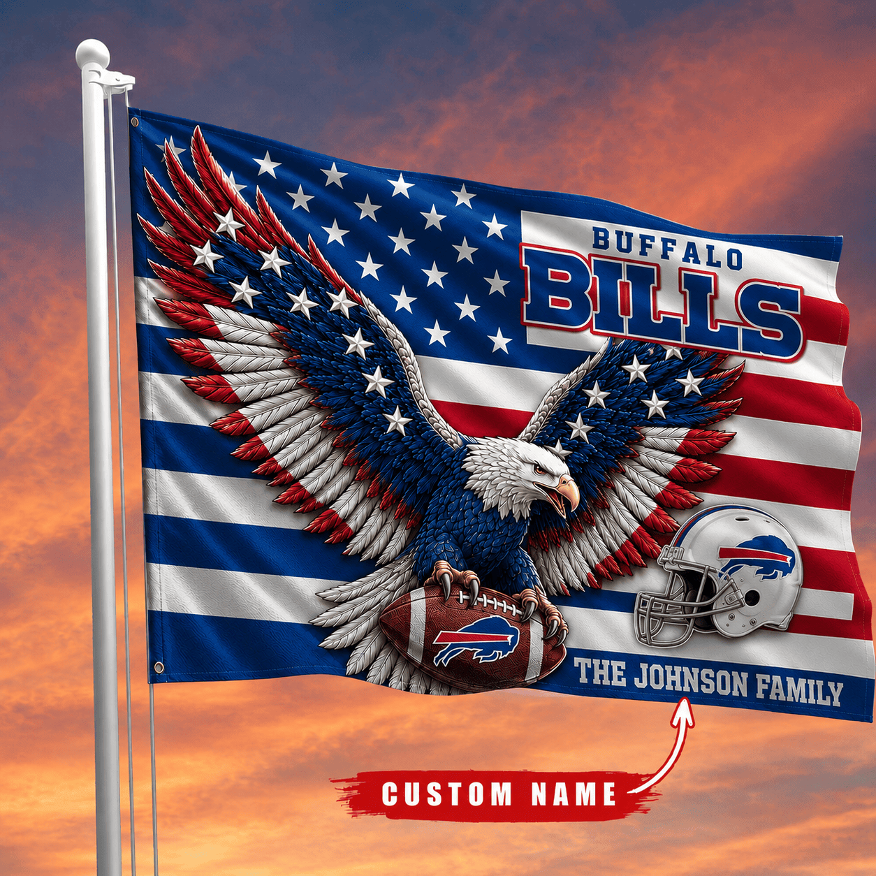Buffalo Bills-Flag-Custom Name VA3062