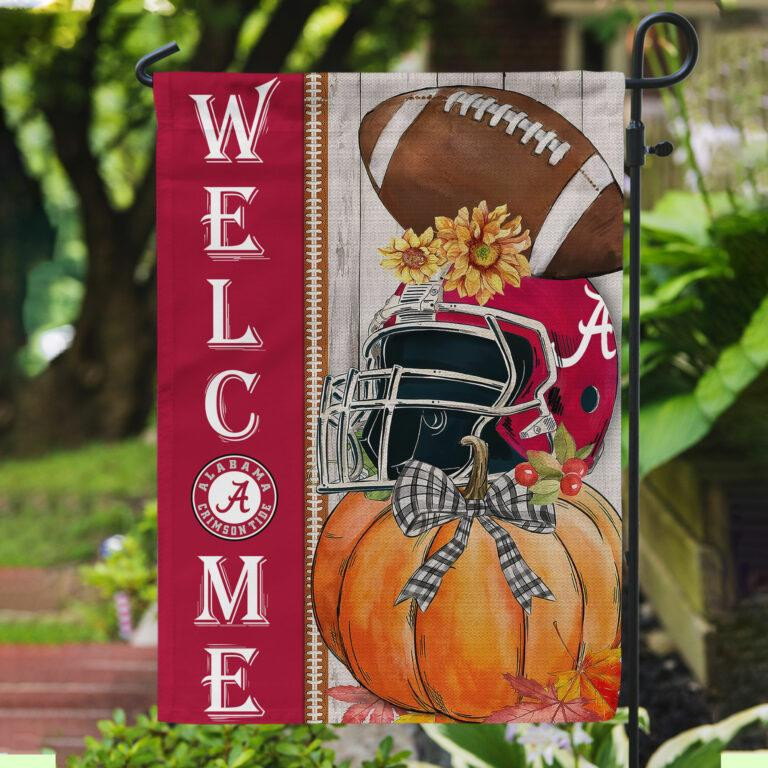 NCAA01Alabama Crimson Tide Welcome Fall Football Garden Flag – Double Sided Printed