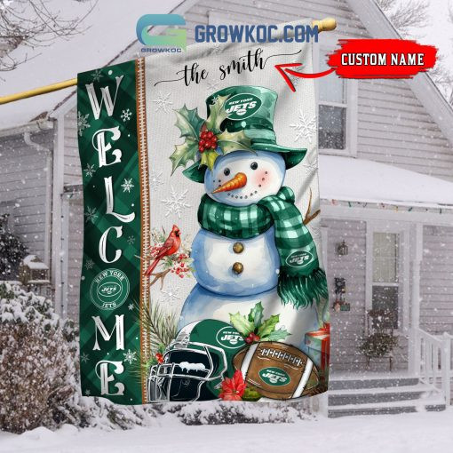 New York Jets Christmas Personalized Flag BGFLAG544