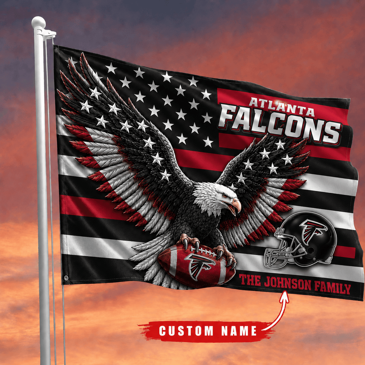 Atlanta Falcons-Flag-Custom Name VA3079