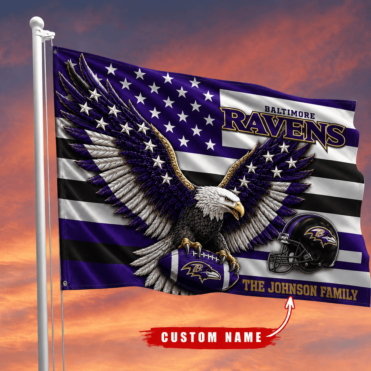 Baltimore Ravens-Flag-Custom Name VA3058