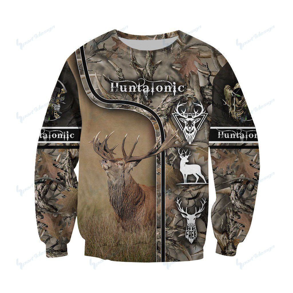Camo Caribou Deer Hunting Hoodie Sweatshirt T-Shirt NM