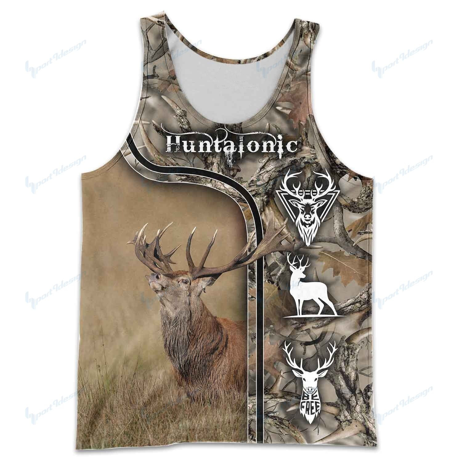 Camo Caribou Deer Hunting Hoodie Sweatshirt T-Shirt NM