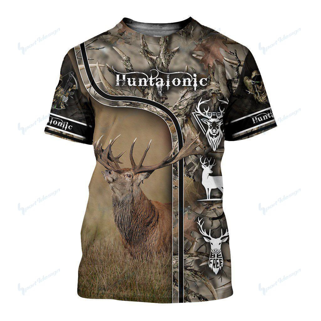 Camo Caribou Deer Hunting Hoodie Sweatshirt T-Shirt NM