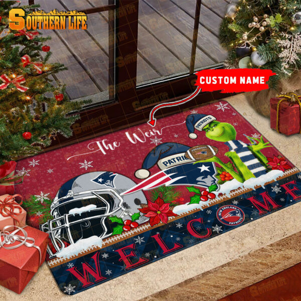New England Patriots Christmas Personalized Doormat BGDMM559