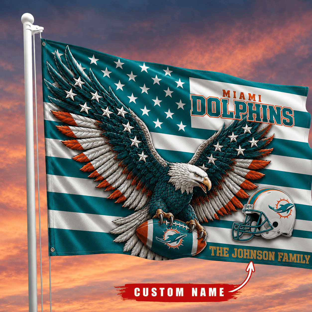Miami Dolphins-Flag-Custom Name VA3057