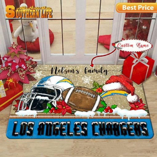 Los Angeles Chargers Christmas Personalized Doormat BGDMM529