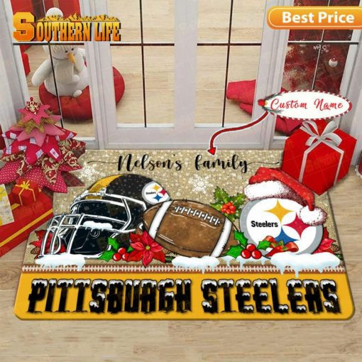 Pittsburgh Steelers Christmas Personalized Doormat BGDMM527