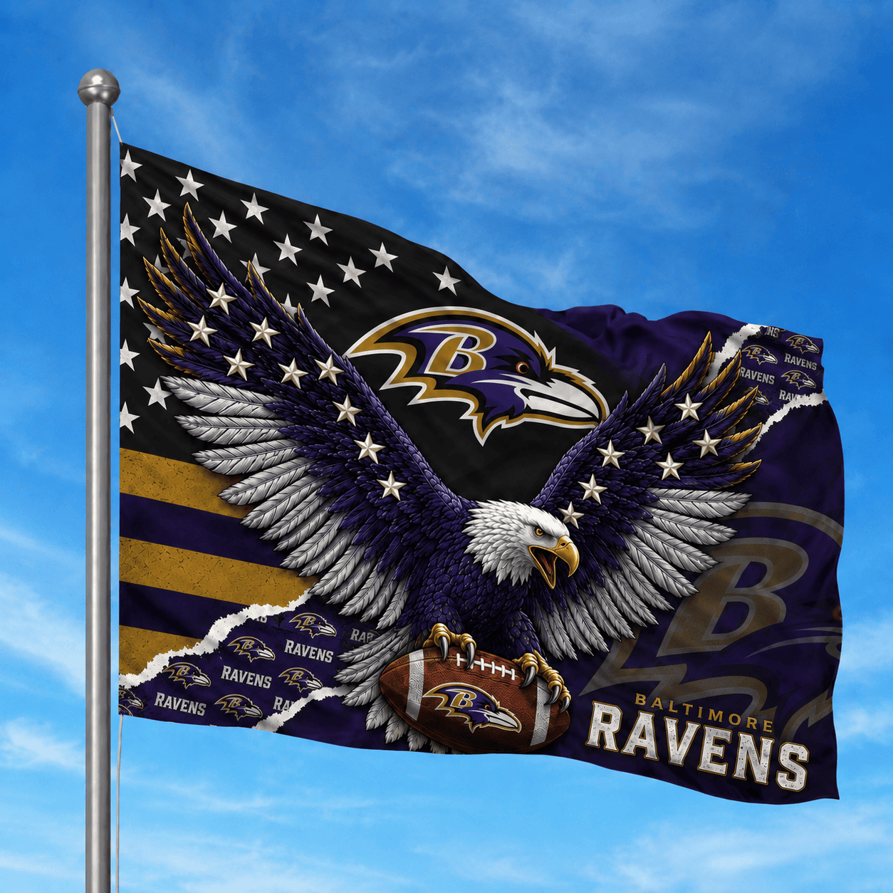 Baltimore Ravens-Flag-Custom Name VA4256