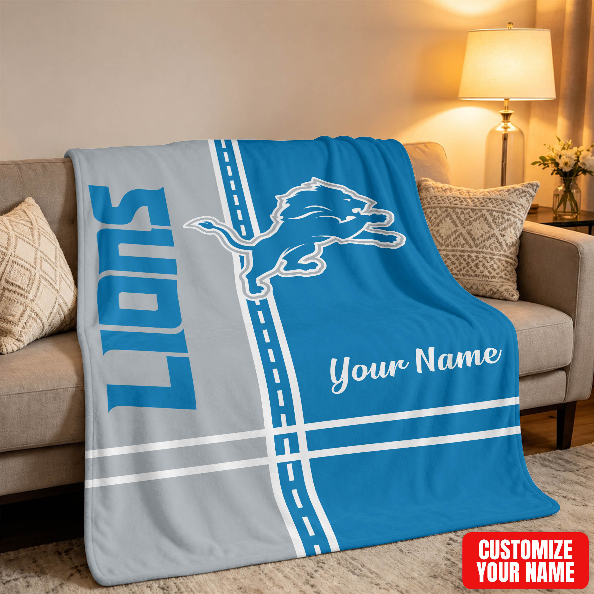 Detroit Lions | Premium NFL My Name My Game Personalized Blanket NTH1