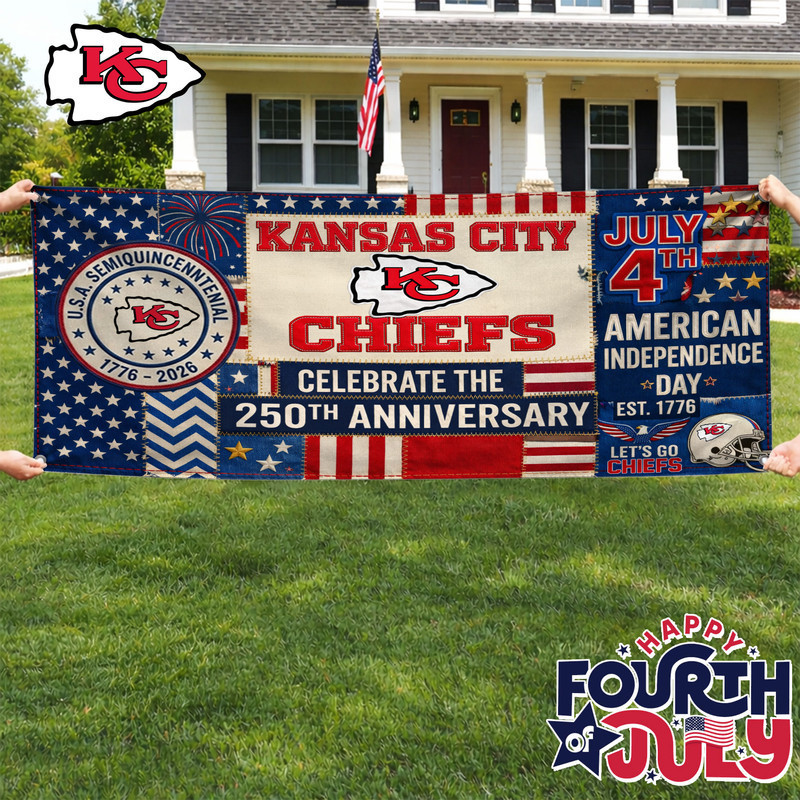 Kansas City Chiefs | Premium NFL Patchwork America 250 Fabric Banner HY