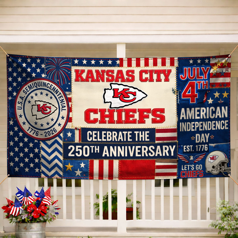 Kansas City Chiefs | Premium NFL Patchwork America 250 Fabric Banner HY