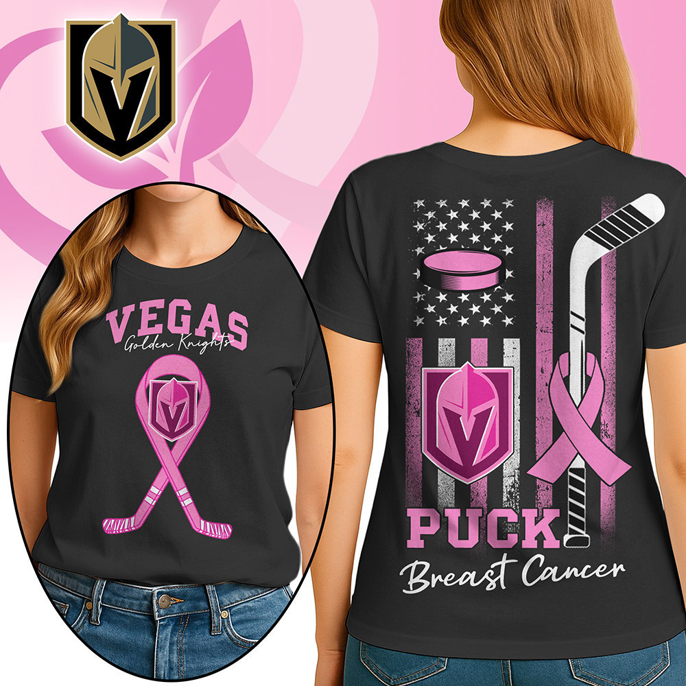 Vegas Golden Knights | Premium NHL Puck Breast Cancer 3D Shirt HI
