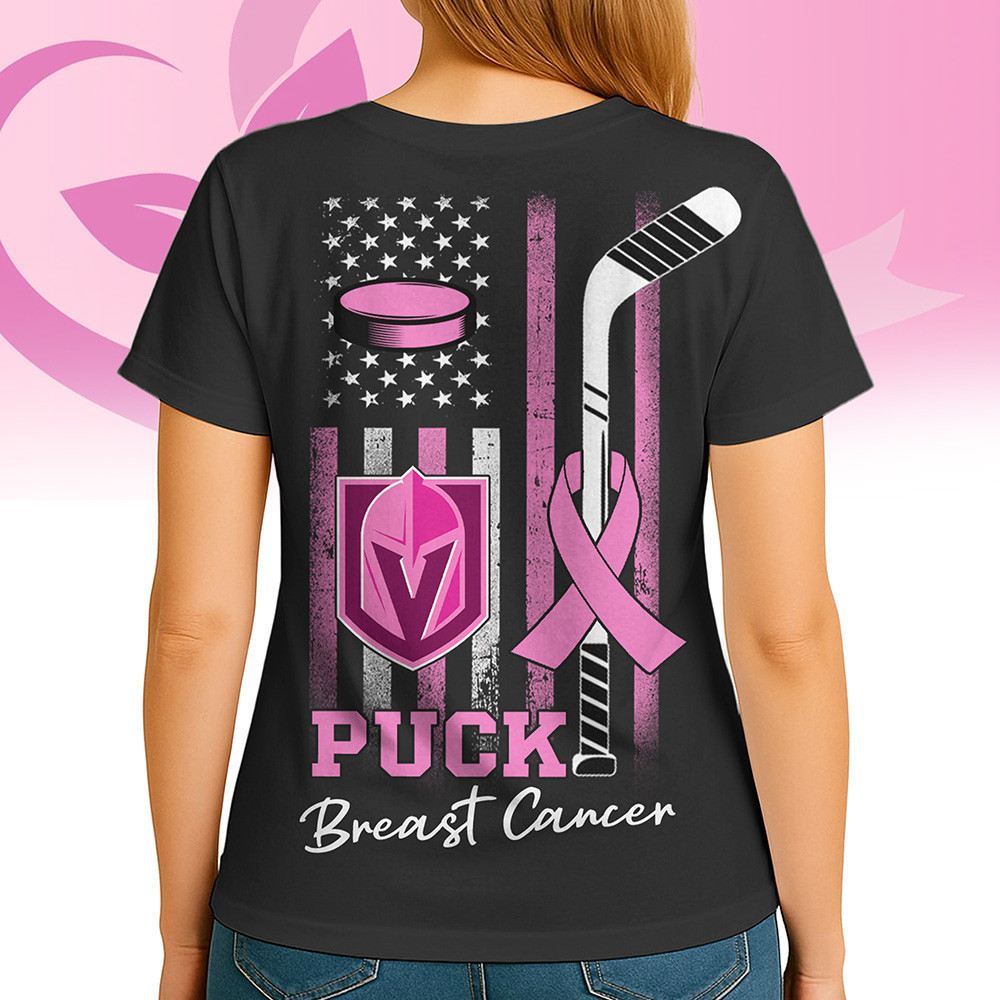Vegas Golden Knights | Premium NHL Puck Breast Cancer 3D Shirt HI