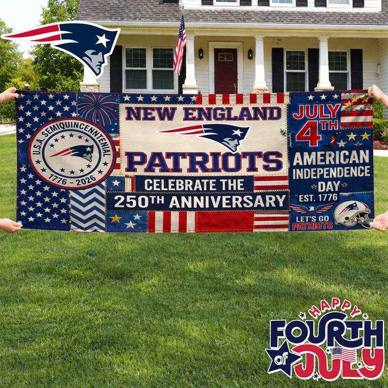 New England Patriots | Premium NFL Patchwork America 250 Fabric Banner HY