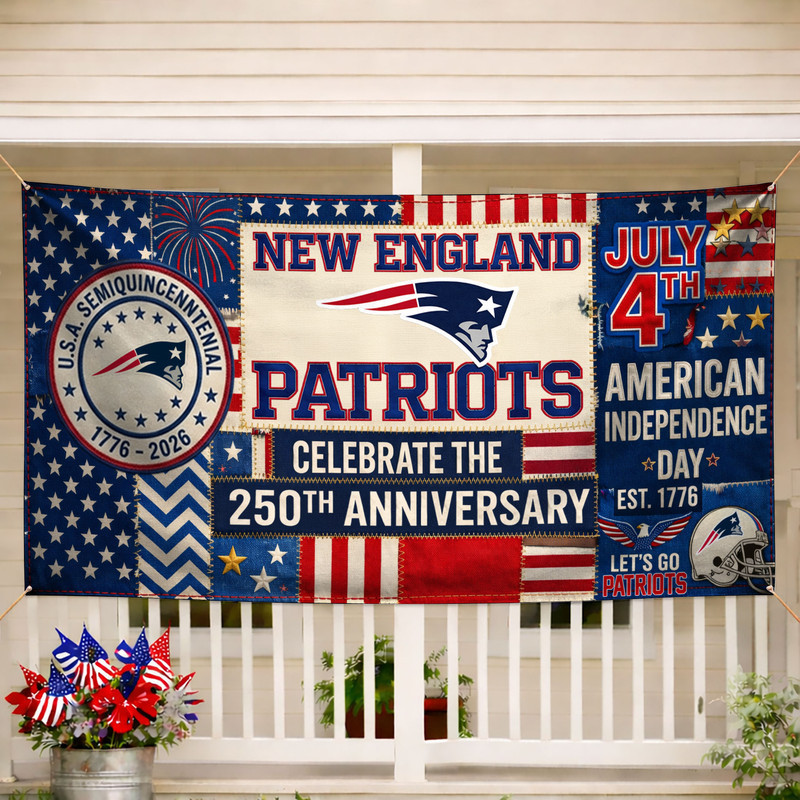 New England Patriots | Premium NFL Patchwork America 250 Fabric Banner HY