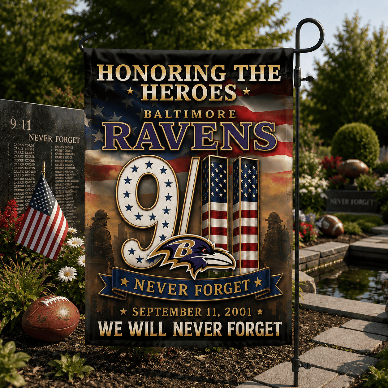 Baltimore Ravens| Premium NFL Never Forget 9/11 Flag NY