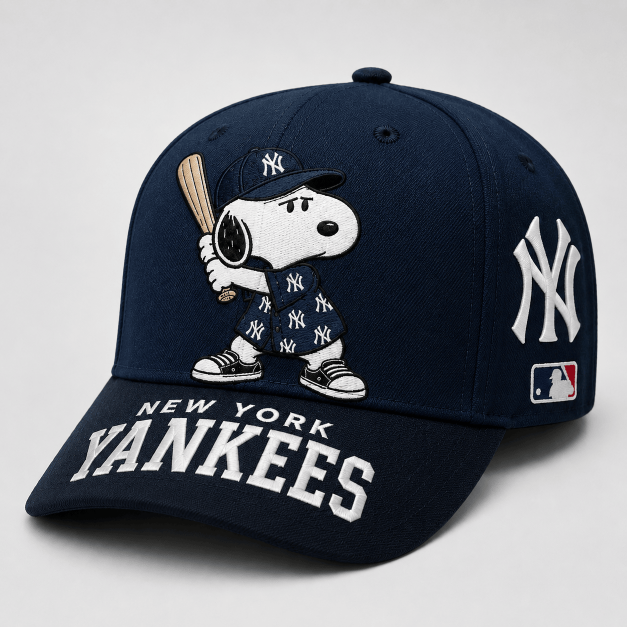 New York Yankees | Premium MLB Snoopy Clubhouse Swing V-neck Jacket And Cap Set