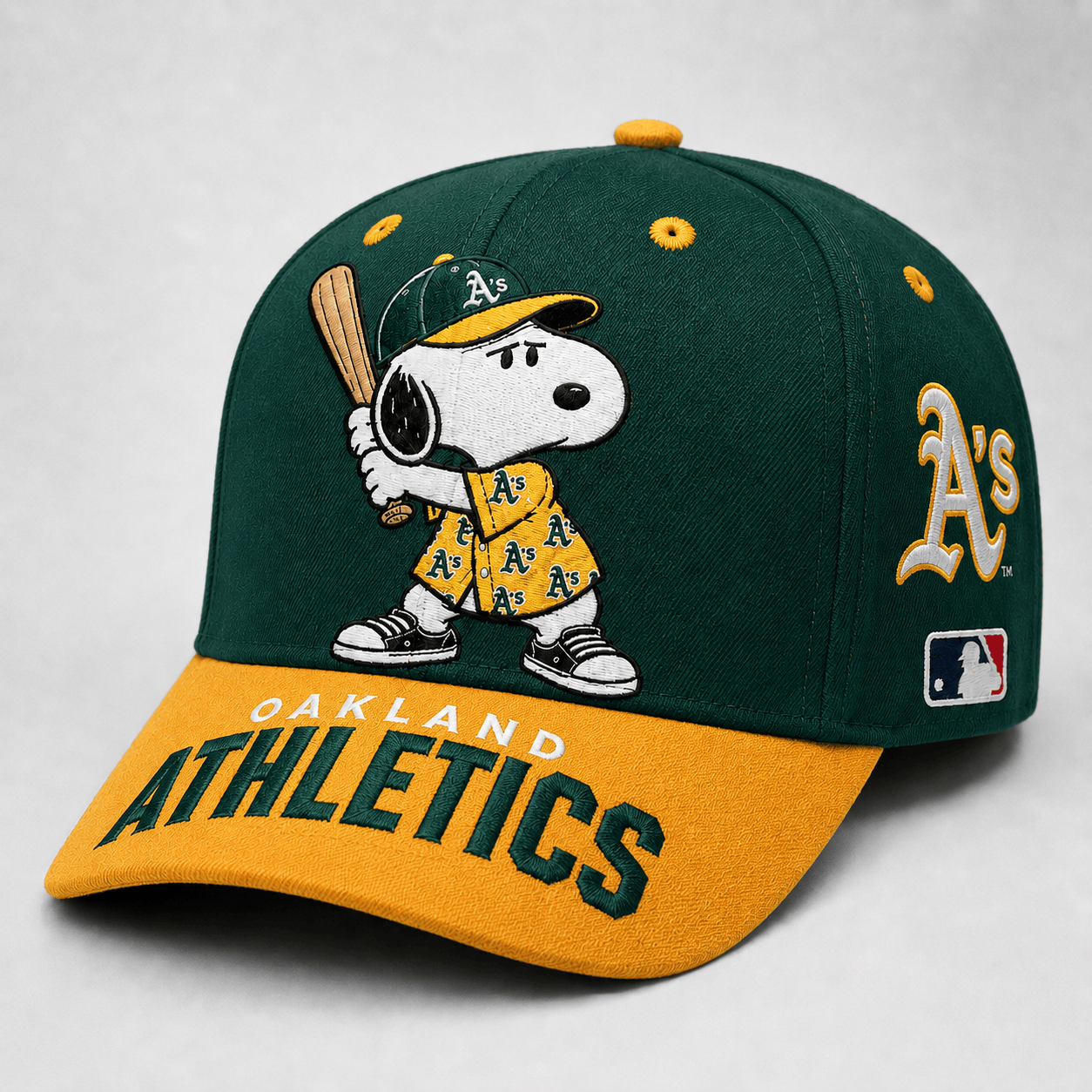 Athletics | Premium MLB Snoopy Clubhouse Swing V-neck Jacket And Cap Set