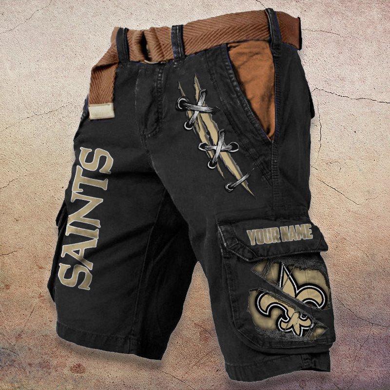 New Orleans Saints Pocket Print Cargo Shorts (Belt Not Included) S9MCS152