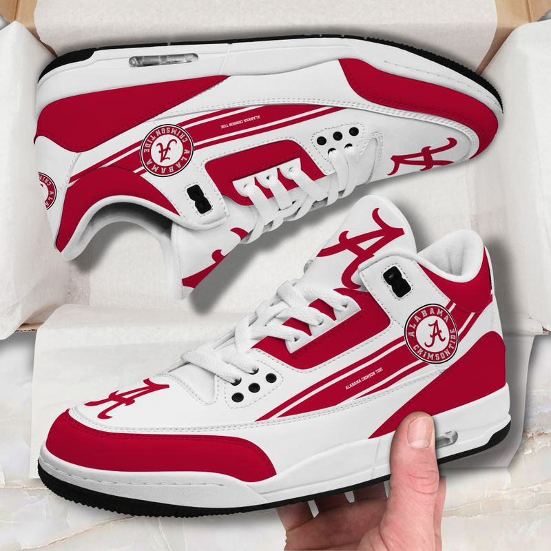 Alabama Crimson Tide Basic White Genuine Leather JD03 Shoes Men and Women AZBT55VG