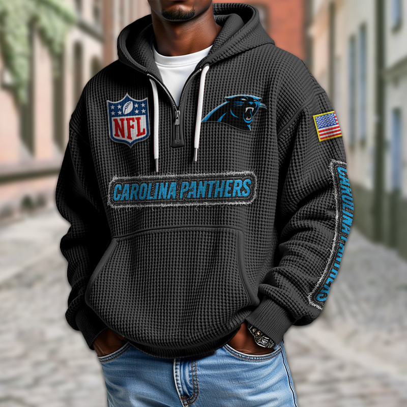 Carolina Panthers DMKT0005 Waffle Half Zip Hoodie