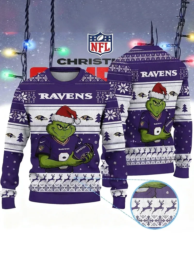 Baltimore Ravens Christmas Premium Grinch Ugly Sweater GU81