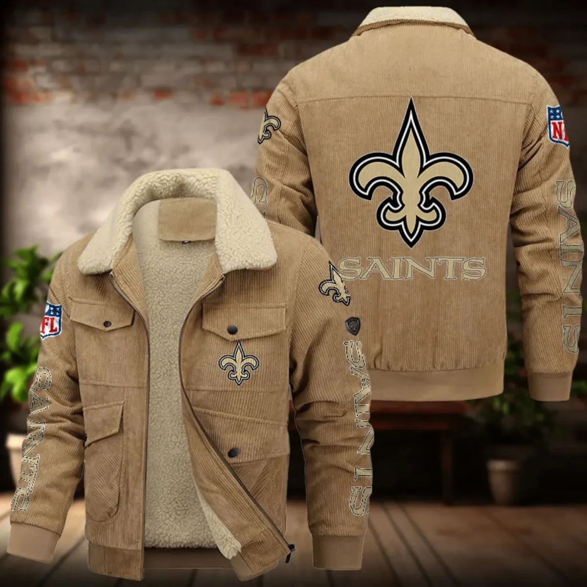 New Orleans Saints Men's Thickened Corduroy Jacket ANZANZTCJ023 ( SIZE M - 8 XL )
