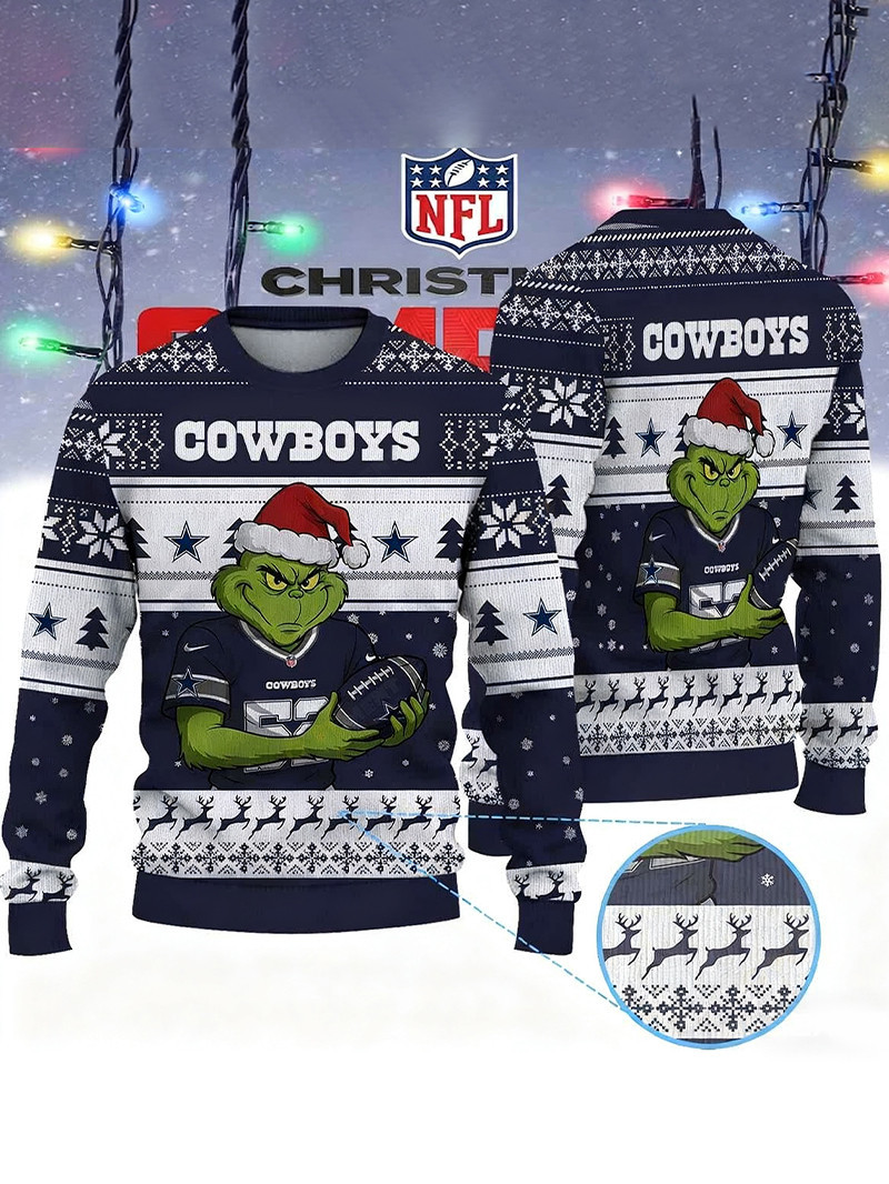 Dallas Cowboys Christmas Premium Grinch Ugly Sweater GU85