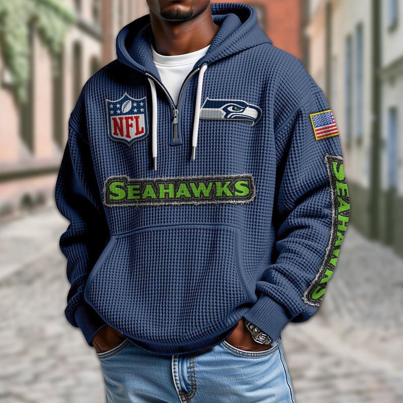 Seattle Seahawks DMKT0029 Waffle Half Zip Hoodie