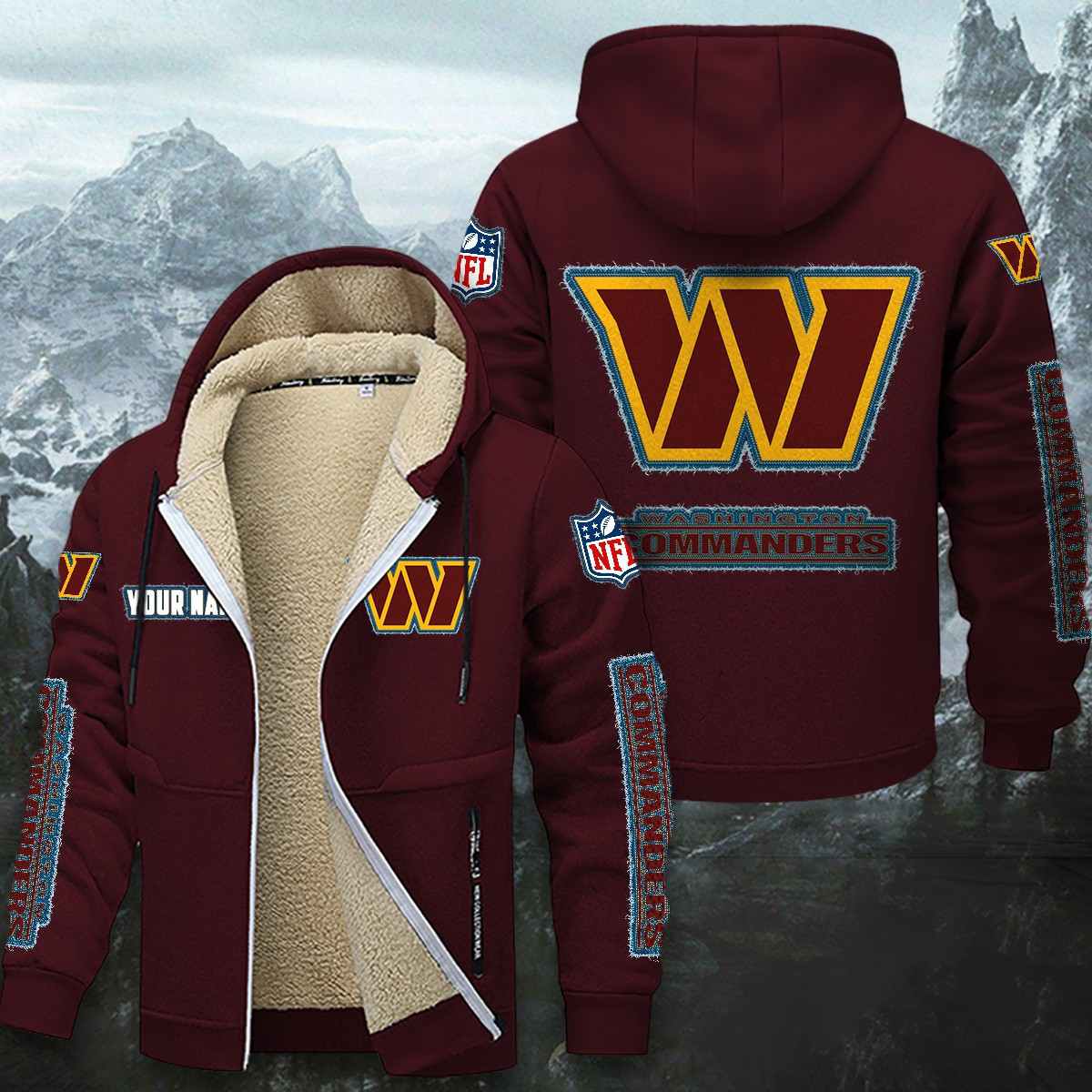 Washington Commanders Sherpa-Lined Zip Hoodie WINHZVC12032