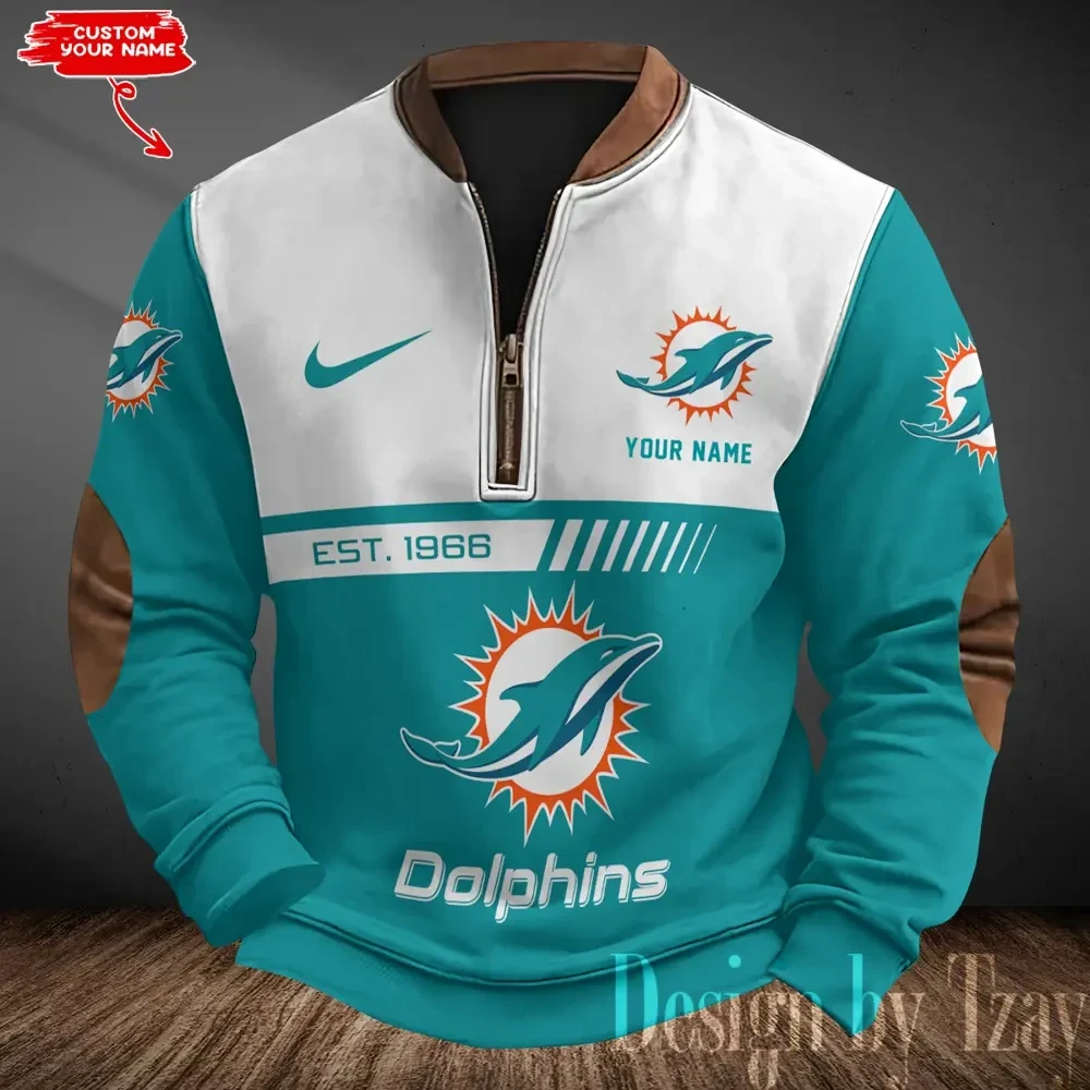 Miami Dolphins Men's Vintage Zipper Stand Collar Sweatshirt S9MPZNS321