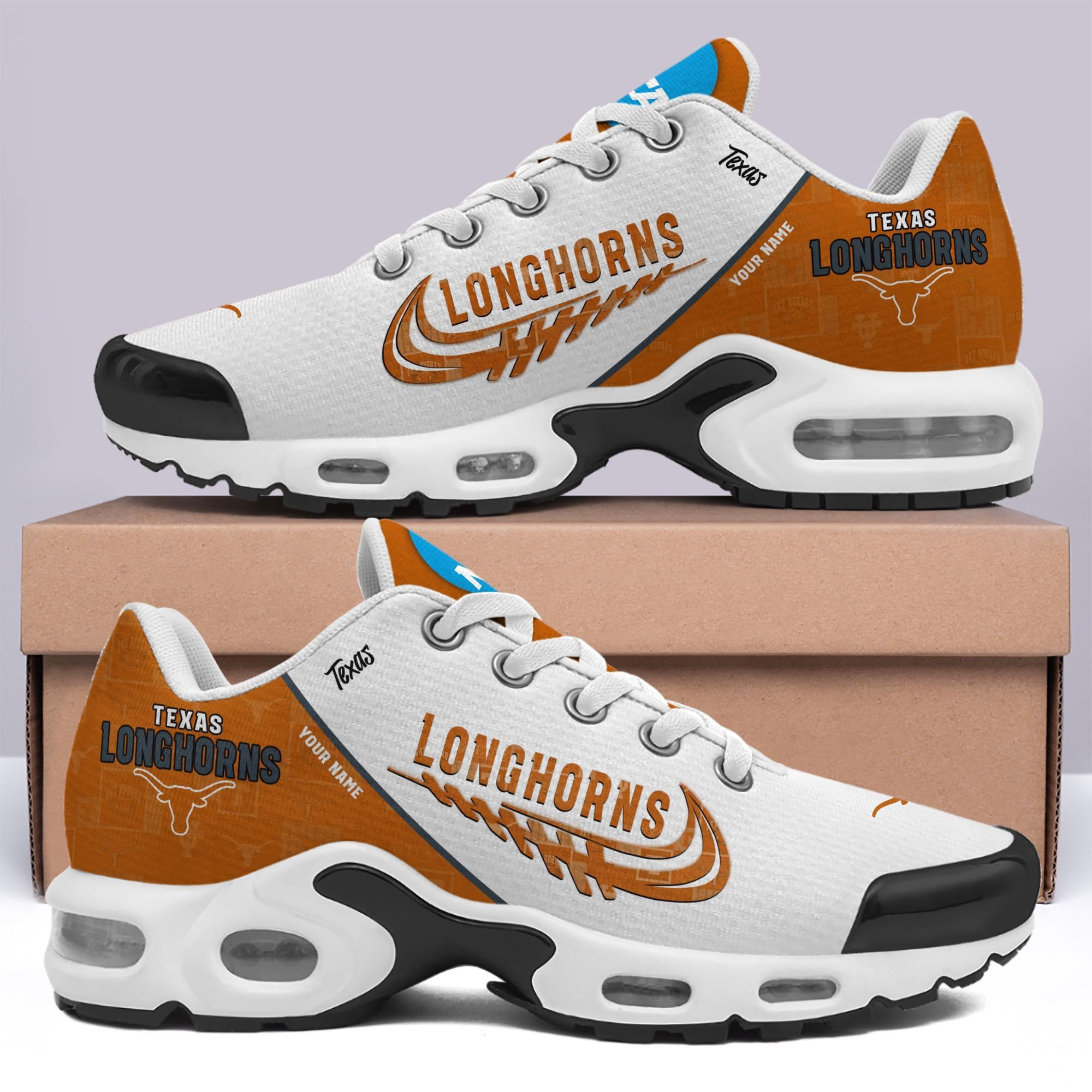Texas Longhorns Personalized Plus T-N Youth Sneakers TD345VV