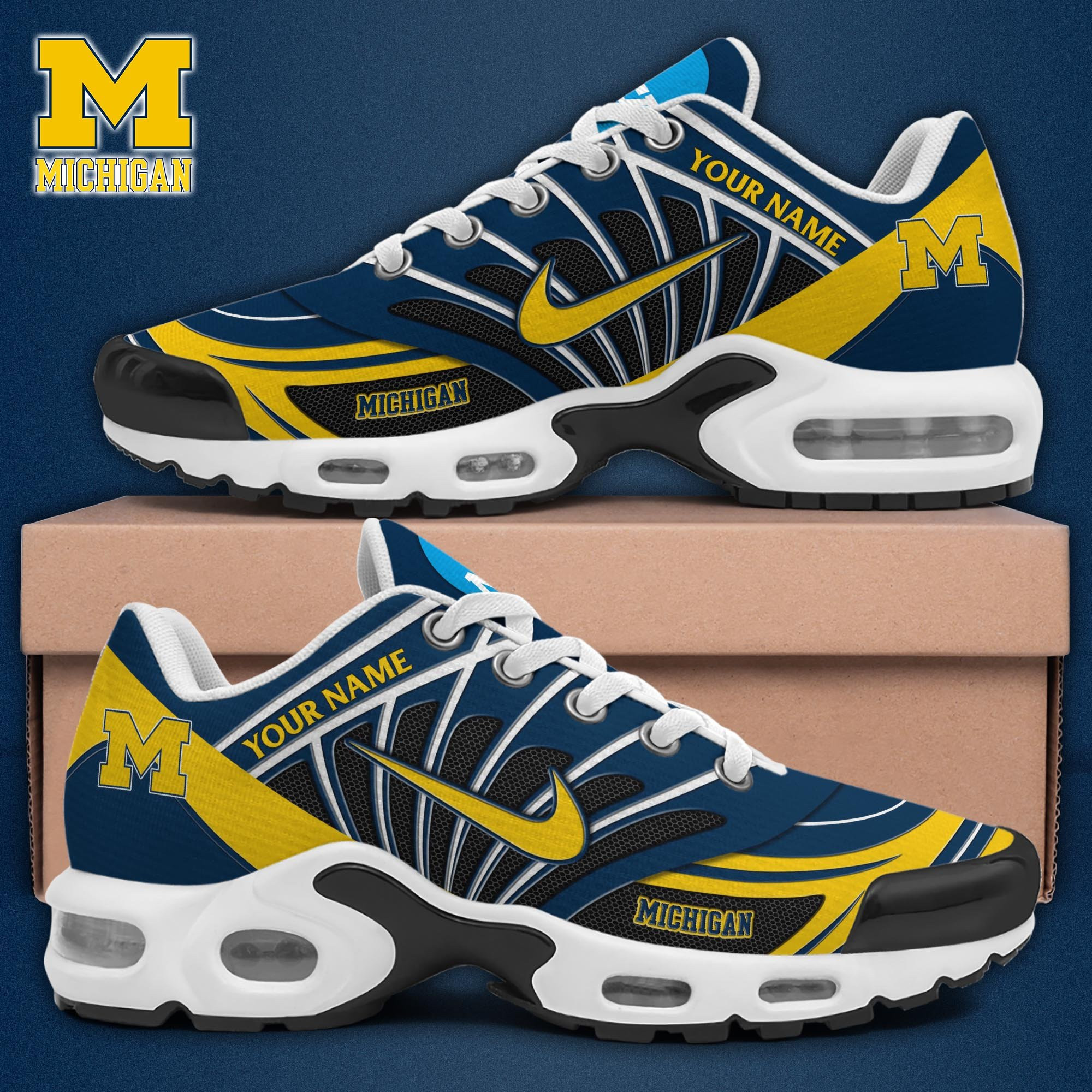 Michigan Wolverines Personalized Plus T-N Youth Sneakers T8923