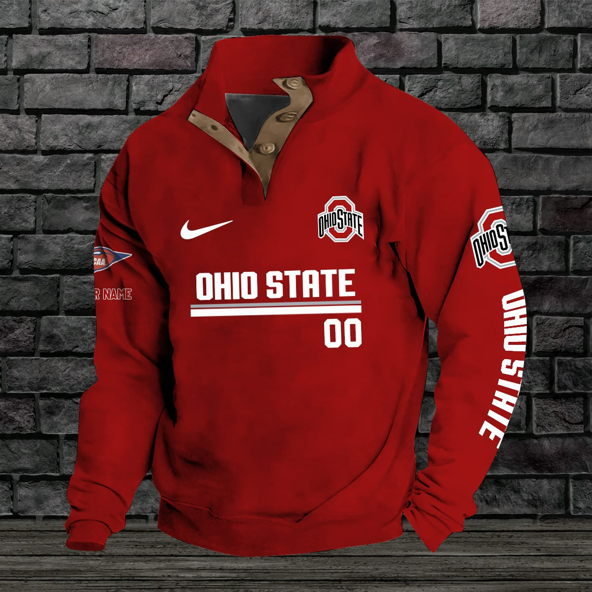 Ohio State Buckeyes Double Breasted Stand Collar Hoodies OHIO66DF