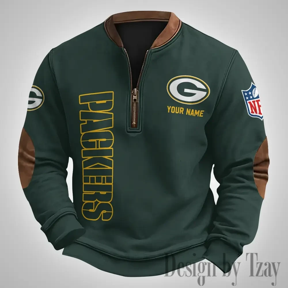 Green Bay Packers Men's Vintage Zipper Stand Collar Sweatshirt S9MPZNS249