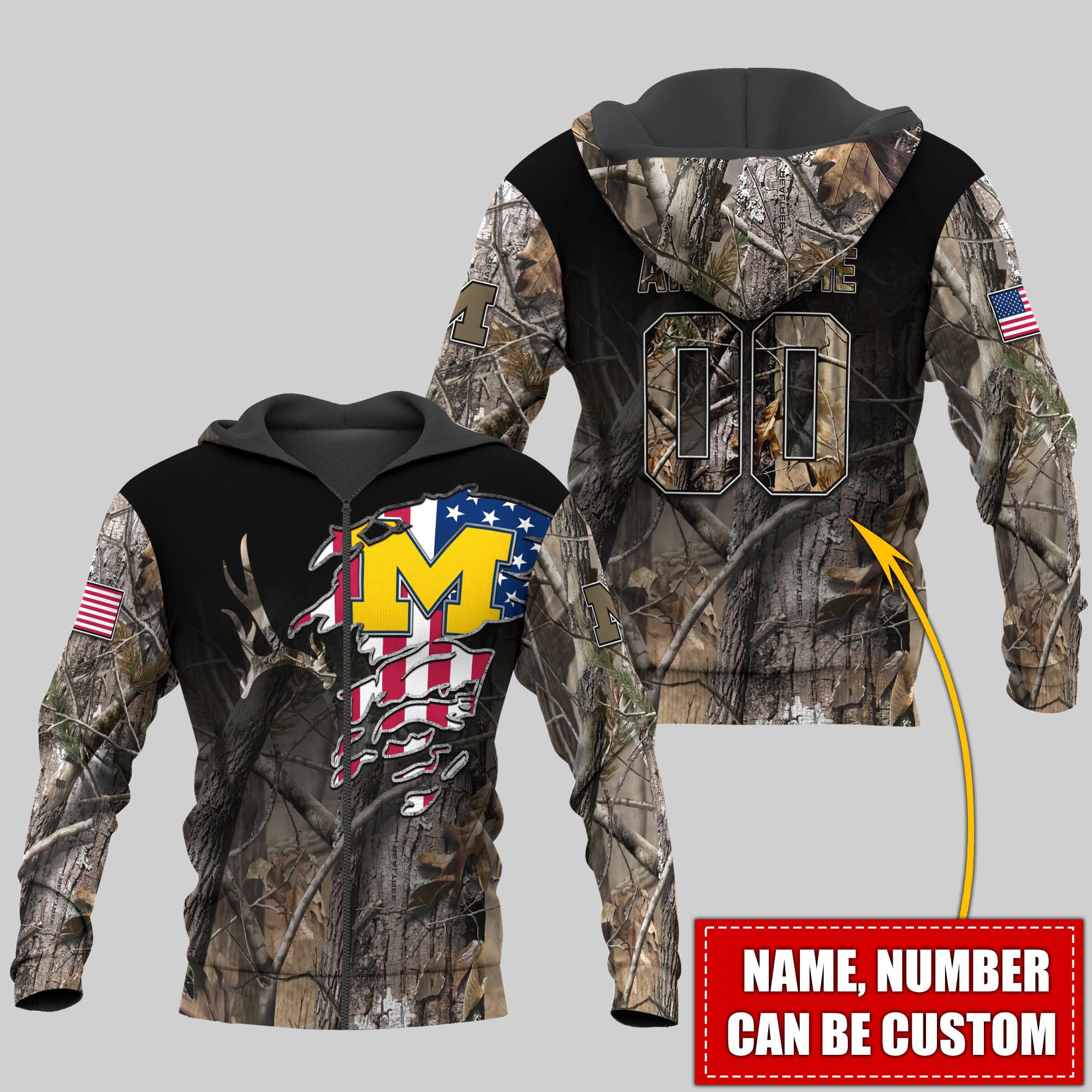 NCAAF Michigan Wolverines (Your Name) Zip Hoodie 3D Nicegift 3ZH-S0W0