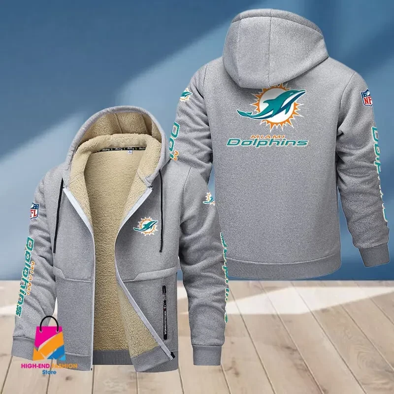 Miami Dolphins Multicolor Thickened Zipper Hoodies ANZTZH020