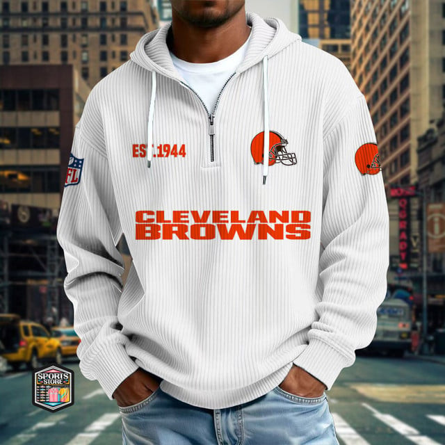 Cleveland Browns Ribbed Texture Zipper Long Sleeve Hoodie SPTRTZLSH008