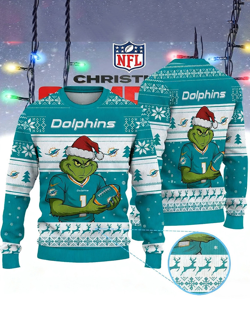 Miami Dolphins Grinch Ugly Sweater GU924