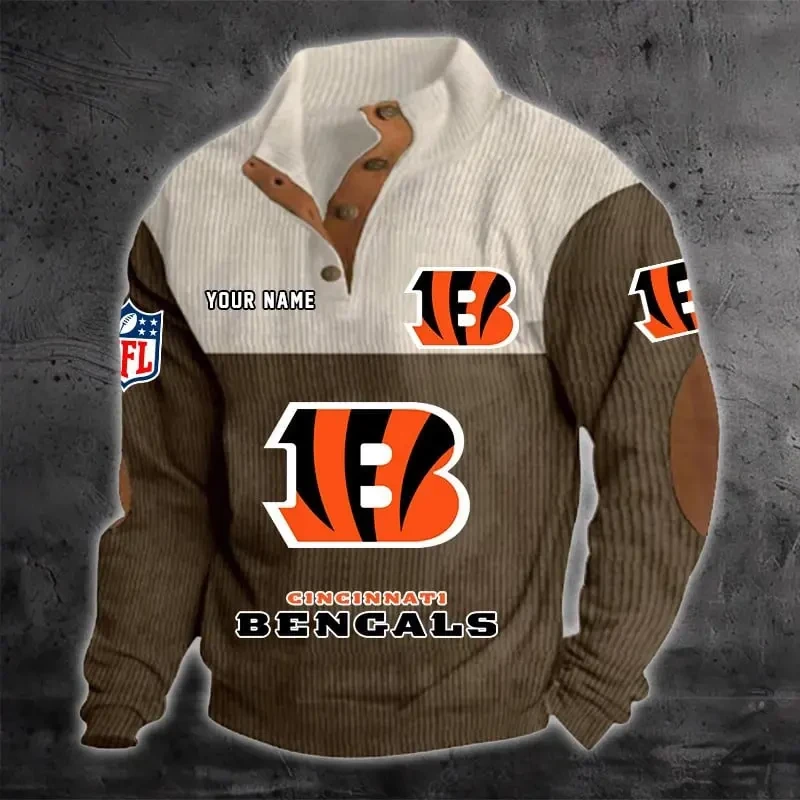 Cincinnati Bengals S9DBSCH1207 Color Block Stand Collar Sweatshirt