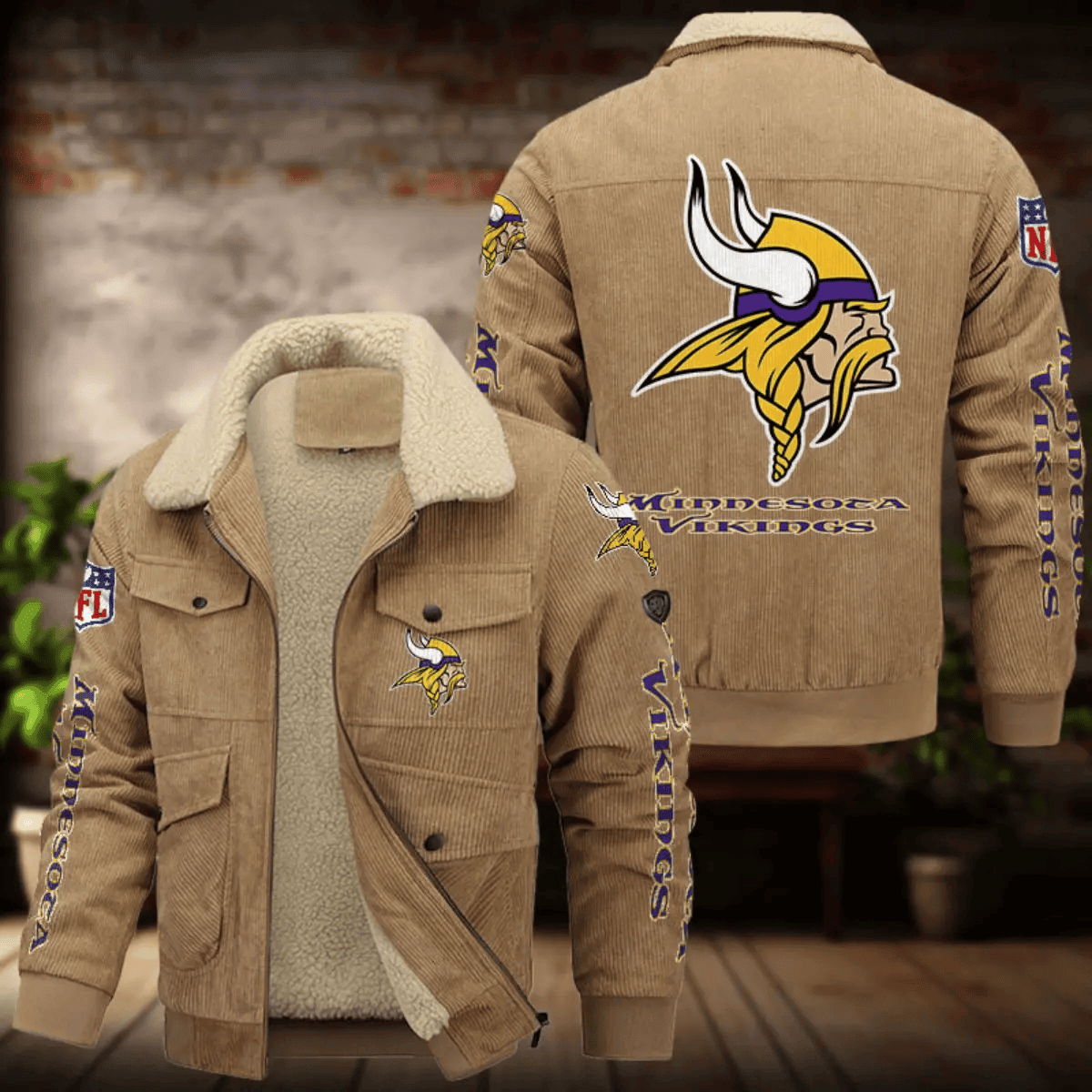 Minnesota Vikings Men's Thickened Corduroy Jacket ANZANZTCJ12 ( SIZE M - 8 XL )