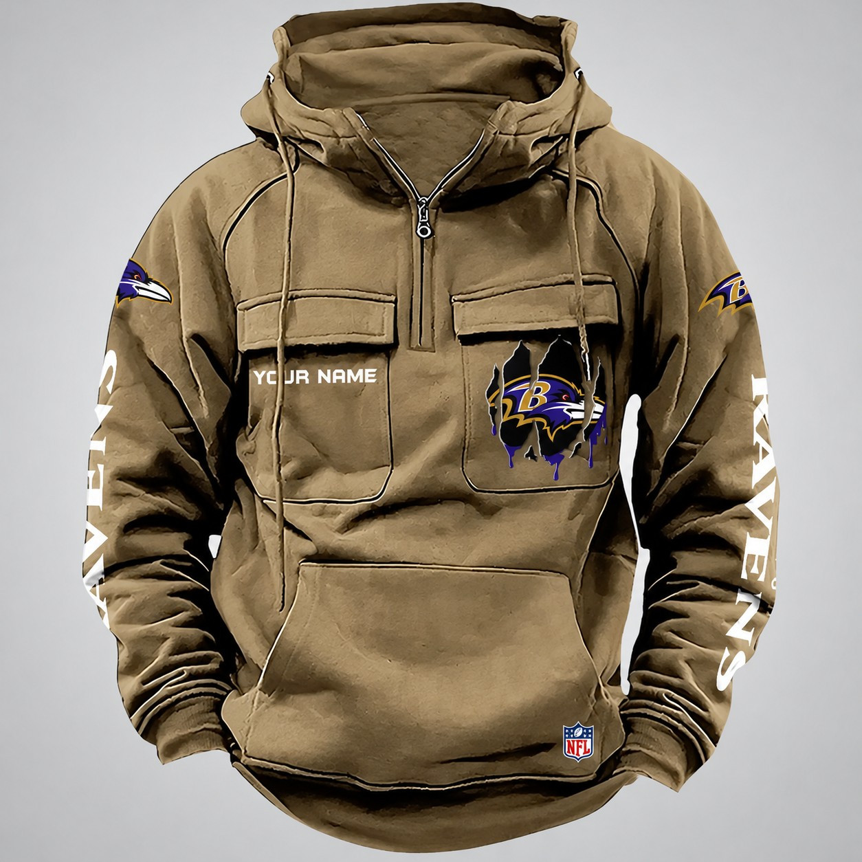 Baltimore Ravens Designer Hoodies For Men Casual Fashion Solid Multi-Pocket Zipper Long Slevee AZVMHD864