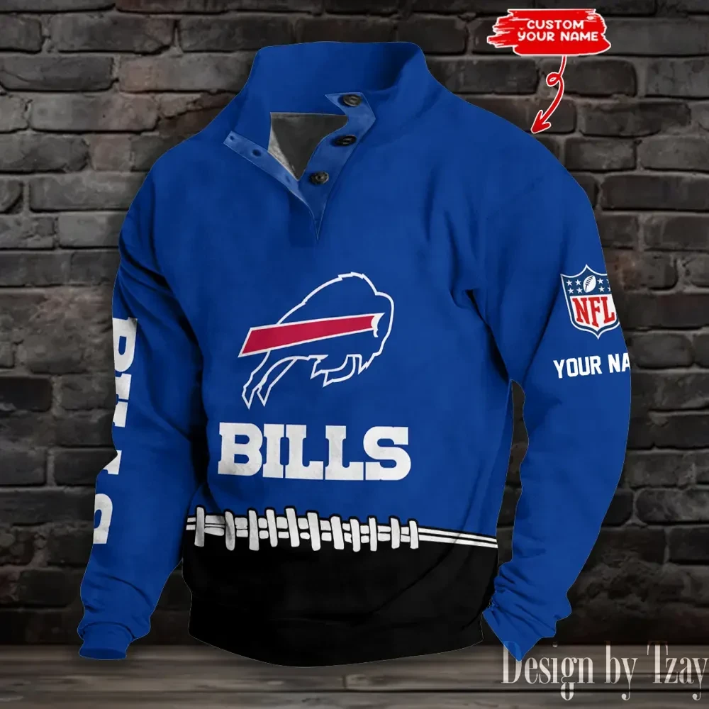 Buffalo Bills Casual Long Sleeve Button Up Sweatshirt S9DBSCH2320
